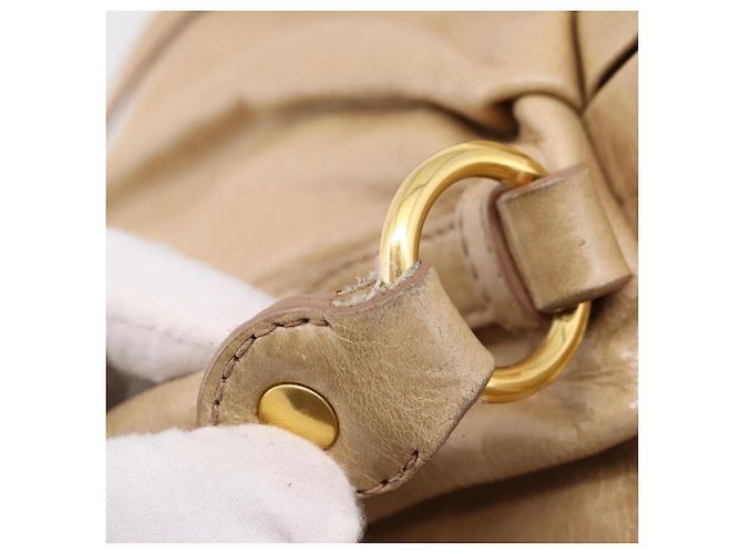 Borsa a mano Miu Miu in pelle 2way Beige Gold Auth am12661V D'oro - vista 20