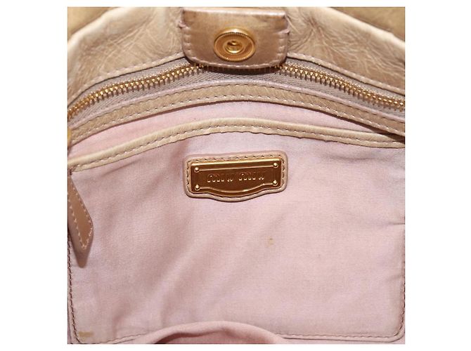 Borsa a mano Miu Miu in pelle 2way Beige Gold Auth am12661V D'oro - vista 21