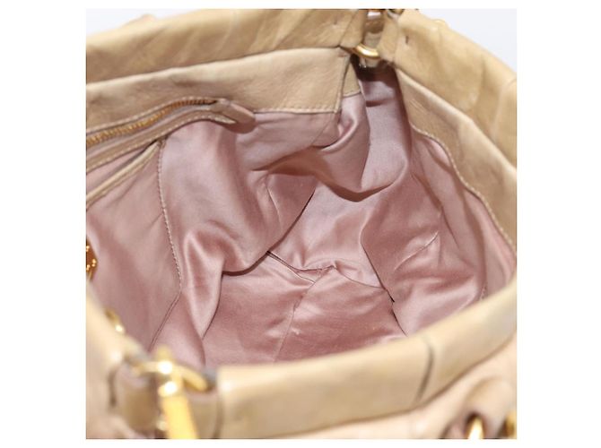 Borsa a mano Miu Miu in pelle 2way Beige Gold Auth am12661V D'oro - vista 22
