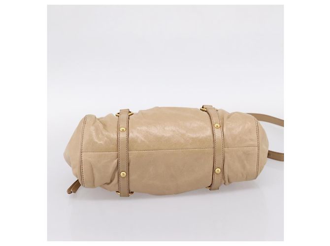 Borsa a mano Miu Miu in pelle 2way Beige Gold Auth am12661V D'oro - vista 5