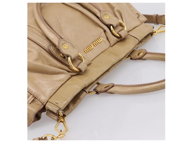 Borsa a mano Miu Miu in pelle 2way Beige Gold Auth am12661V D'oro - vista 6