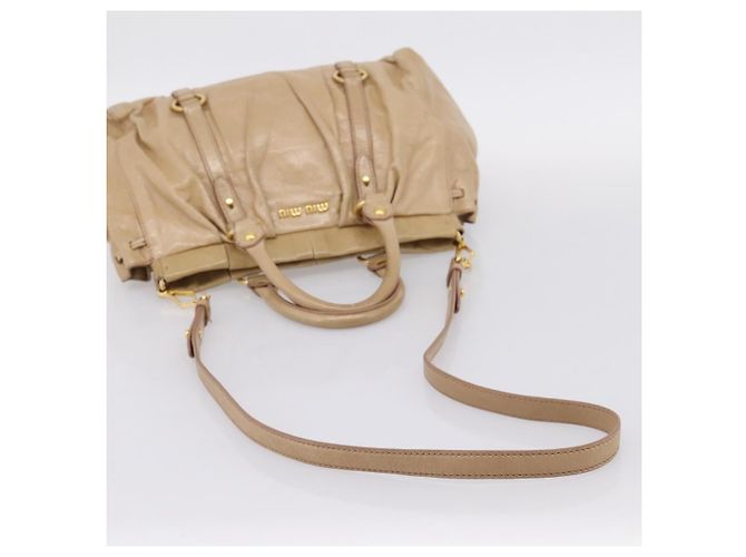 Borsa a mano Miu Miu in pelle 2way Beige Gold Auth am12661V D'oro - vista 9