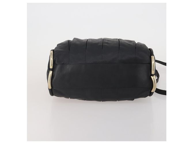 Bolsa de mão BALLY em couro 2way Preta Dourada Auth mr2891 Preto Dourado - vista 11