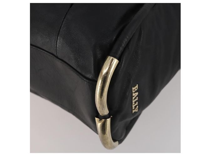 Bolsa de mão BALLY em couro 2way Preta Dourada Auth mr2891 Preto Dourado - vista 12