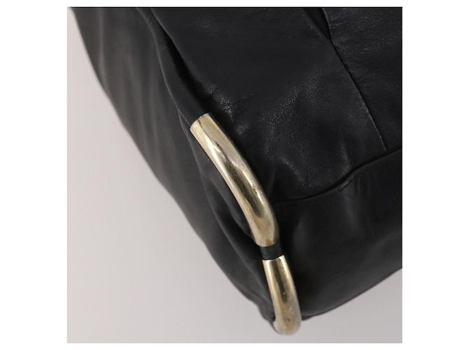 Bolsa de mão BALLY em couro 2way Preta Dourada Auth mr2891 Preto Dourado - vista 13