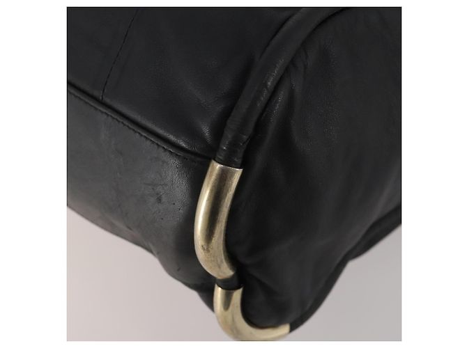 Bolsa de mão BALLY em couro 2way Preta Dourada Auth mr2891 Preto Dourado - vista 14