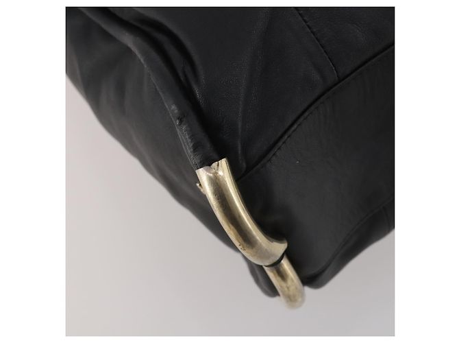 Bolsa de mão BALLY em couro 2way Preta Dourada Auth mr2891 Preto Dourado - vista 15