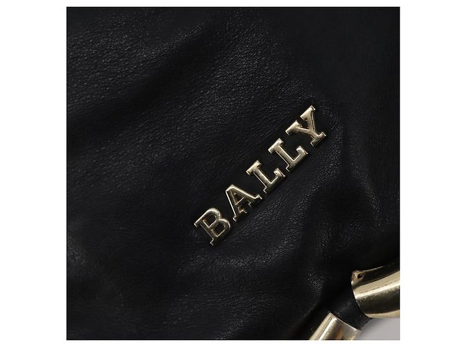 Bolsa de mão BALLY em couro 2way Preta Dourada Auth mr2891 Preto Dourado - vista 16