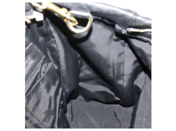 Bolsa de mão BALLY em couro 2way Preta Dourada Auth mr2891 Preto Dourado - vista 19