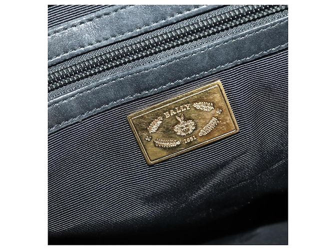 Bolsa de mão BALLY em couro 2way Preta Dourada Auth mr2891 Preto Dourado - vista 20