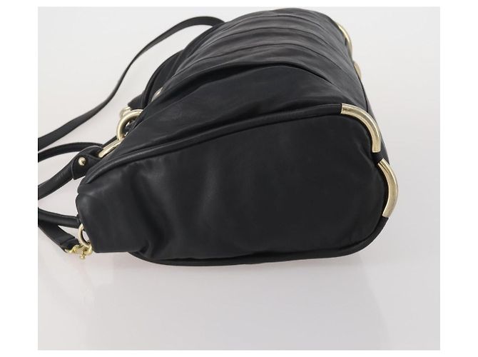 Bolsa de mão BALLY em couro 2way Preta Dourada Auth mr2891 Preto Dourado - vista 5