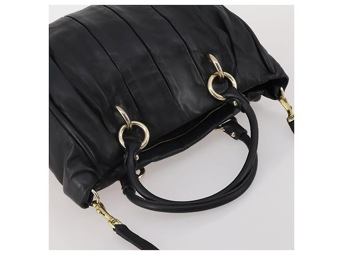 Bolsa de mão BALLY em couro 2way Preta Dourada Auth mr2891 Preto Dourado - vista 6
