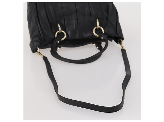 Bolsa de mão BALLY em couro 2way Preta Dourada Auth mr2891 Preto Dourado - vista 7