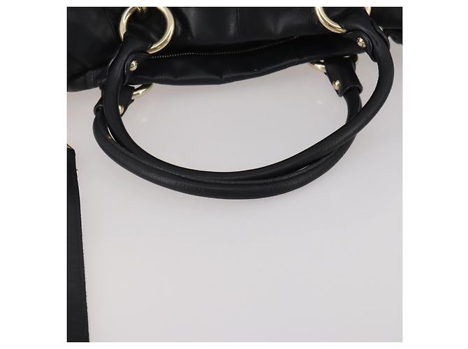 Bolsa de mão BALLY em couro 2way Preta Dourada Auth mr2891 Preto Dourado - vista 9