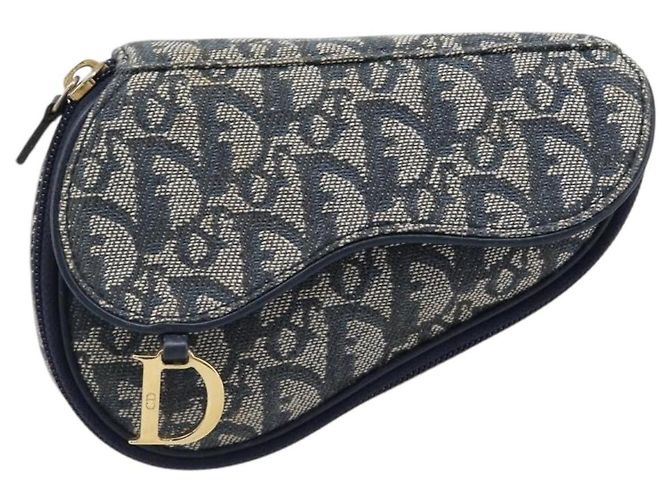 Pouch Saddle Christian Dior Trotter Canvas Navy Tono Oro Auth ar14184 Blu navy - Ansicht 2