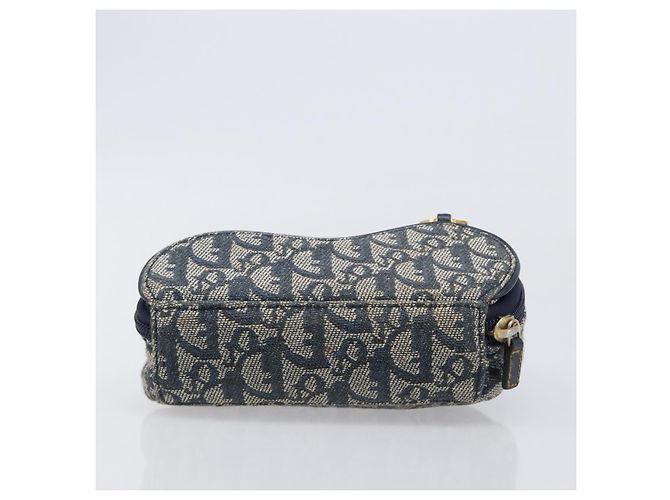 Pouch Saddle Christian Dior Trotter Canvas Navy Tono Oro Auth ar14184 Blu navy - Ansicht 6