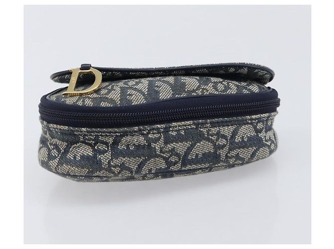 Pouch Saddle Christian Dior Trotter Canvas Navy Tono Oro Auth ar14184 Blu navy - Ansicht 7