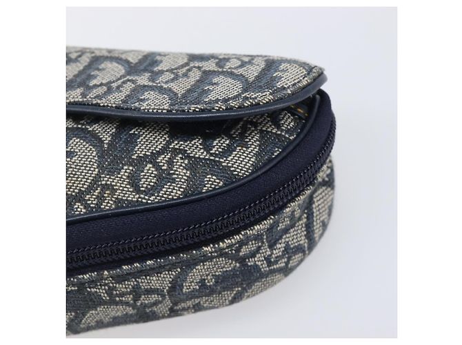 Pouch Saddle Christian Dior Trotter Canvas Navy Tono Oro Auth ar14184 Blu navy - Ansicht 8