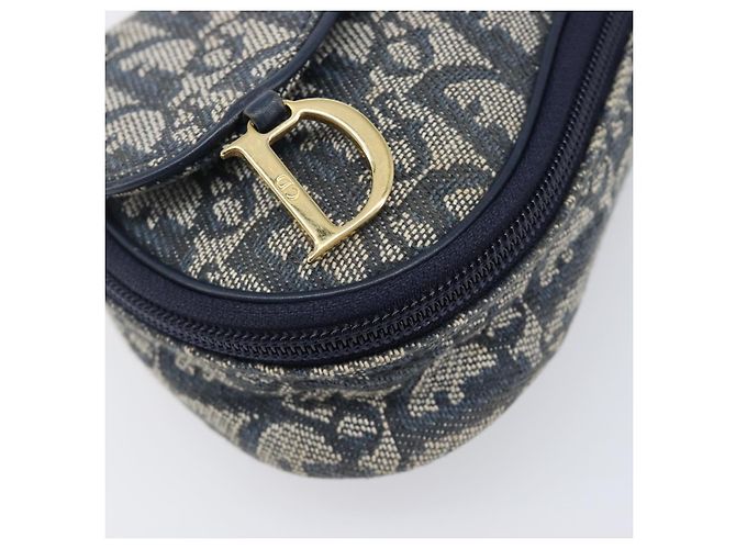 Pouch Saddle Christian Dior Trotter Canvas Navy Tono Oro Auth ar14184 Blu navy - Ansicht 9
