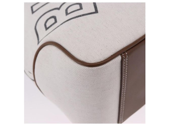BURBERRY Blue Label Chain Tote Bag Canvas Weiß Silber Auth 204369 - Ansicht 18