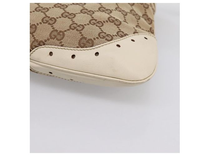 Borsa a tracolla GUCCI GG Canvas Pelle Beige Oro 145778 Auth 204438A D'oro - vista 10