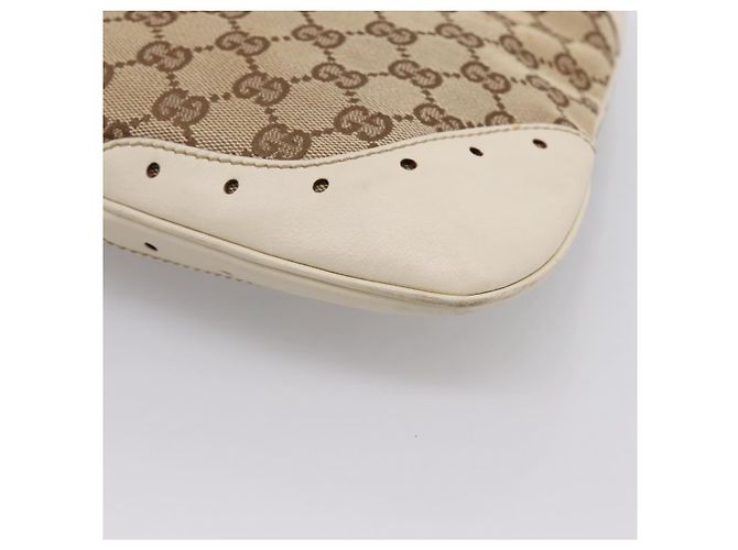 Borsa a tracolla GUCCI GG Canvas Pelle Beige Oro 145778 Auth 204438A D'oro - vista 12