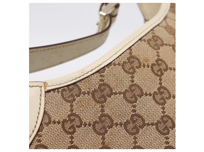 Borsa a tracolla GUCCI GG Canvas Pelle Beige Oro 145778 Auth 204438A D'oro - vista 14