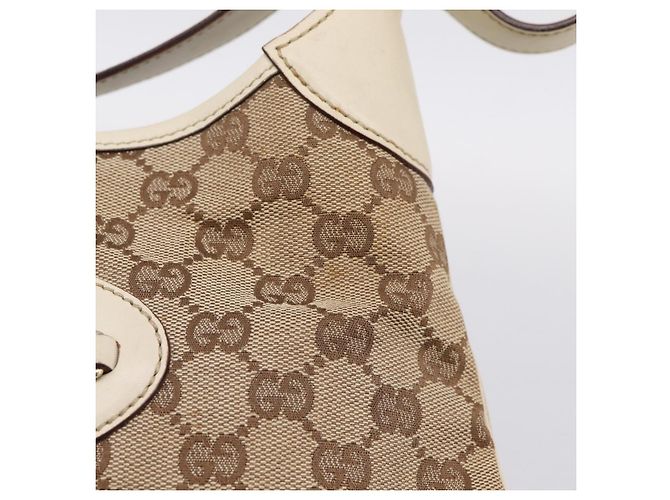 Borsa a tracolla GUCCI GG Canvas Pelle Beige Oro 145778 Auth 204438A D'oro - vista 15