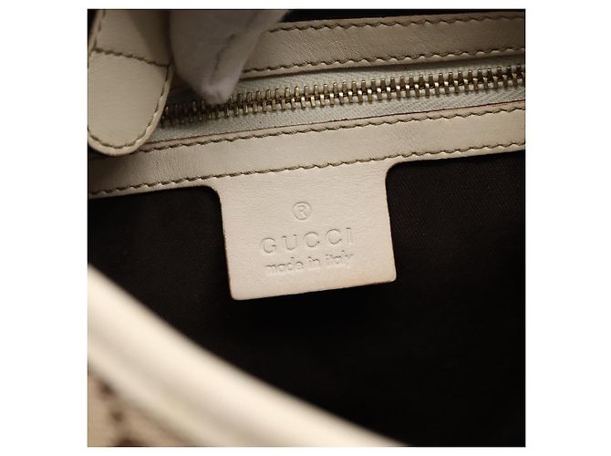 Borsa a tracolla GUCCI GG Canvas Pelle Beige Oro 145778 Auth 204438A D'oro - vista 17