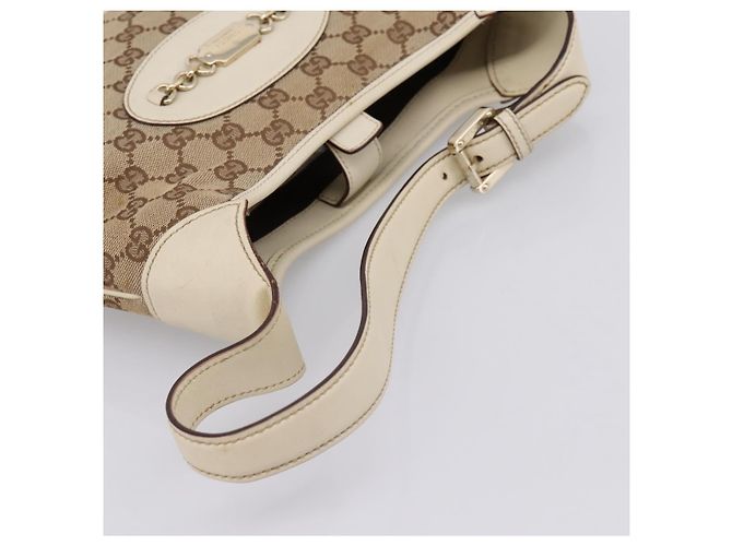 Borsa a tracolla GUCCI GG Canvas Pelle Beige Oro 145778 Auth 204438A D'oro - vista 7