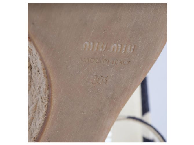 Miu Miu Polka-Dot Canvas Espadrille Wedges - ’10s Bianco - vista 7