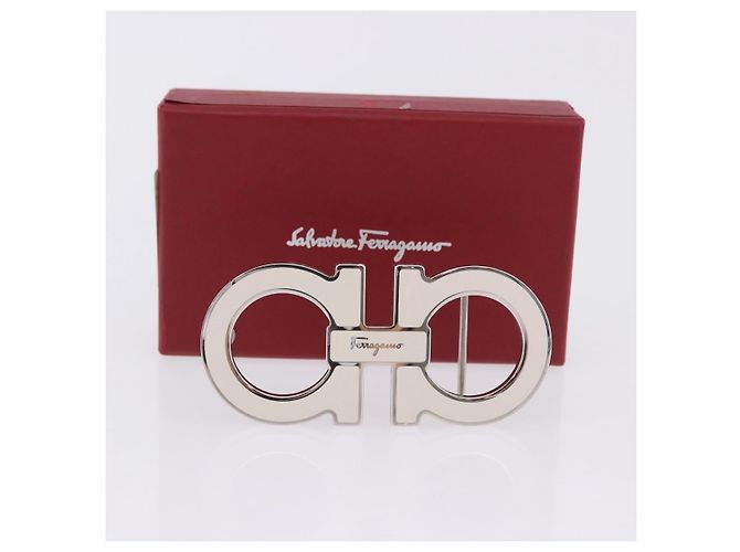 Fibbie Salvatore Ferragamo Gancini in metallo bianco argento Auth ar14199 - vista 14