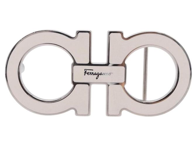 Fibbie Salvatore Ferragamo Gancini in metallo bianco argento Auth ar14199 - vista 2