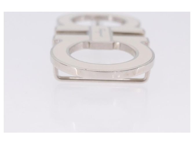 Fibbie Salvatore Ferragamo Gancini in metallo bianco argento Auth ar14199 - vista 4