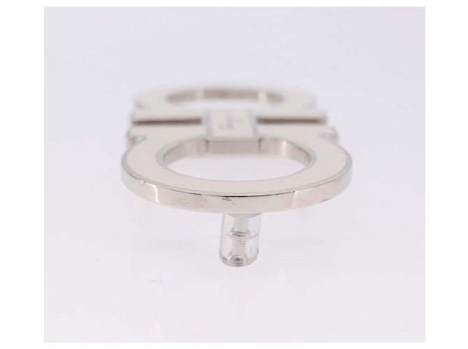 Fibbie Salvatore Ferragamo Gancini in metallo bianco argento Auth ar14199 - vista 5