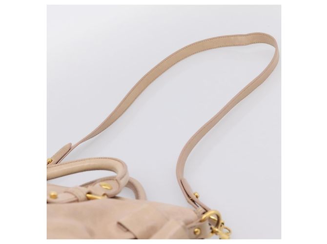 Borsa a Mano Miu Miu Vitellolux 2way Beige Gold Auth 204167V D'oro - vista 15