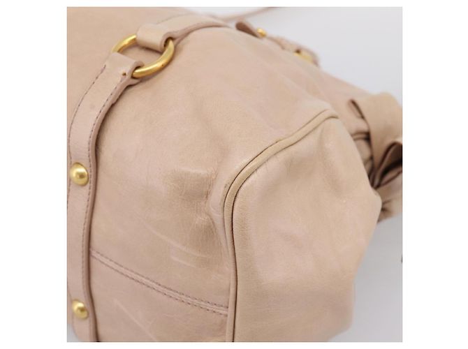 Borsa a Mano Miu Miu Vitellolux 2way Beige Gold Auth 204167V D'oro - vista 16