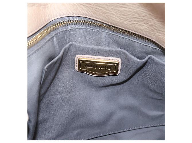 Borsa a Mano Miu Miu Vitellolux 2way Beige Gold Auth 204167V D'oro - vista 21