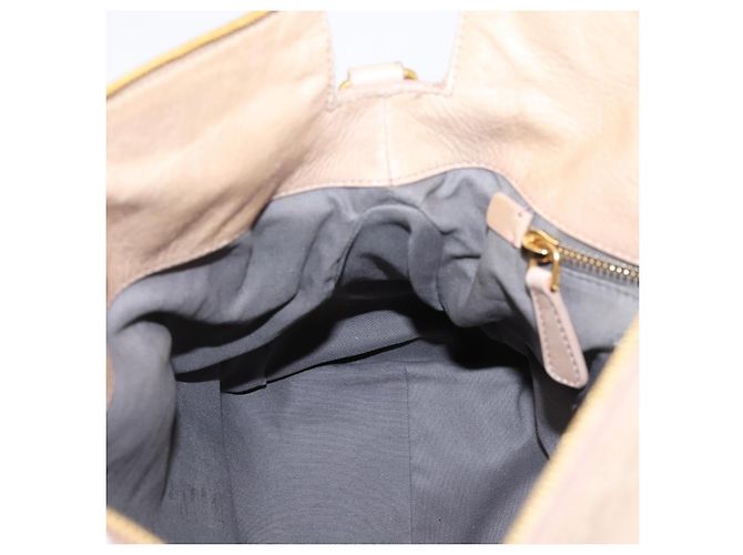 Borsa a Mano Miu Miu Vitellolux 2way Beige Gold Auth 204167V D'oro - vista 22