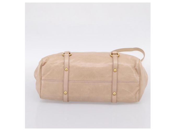 Borsa a Mano Miu Miu Vitellolux 2way Beige Gold Auth 204167V D'oro - vista 5