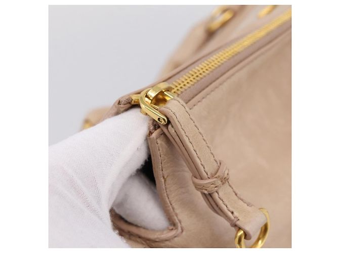 Borsa a Mano Miu Miu Vitellolux 2way Beige Gold Auth 204167V D'oro - vista 7