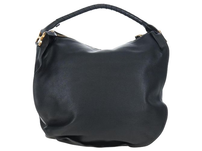 Chloé Borsa a tracolla Chloe Marcie in pelle nera e oro Auth 200530V Nero D'oro - vista 3