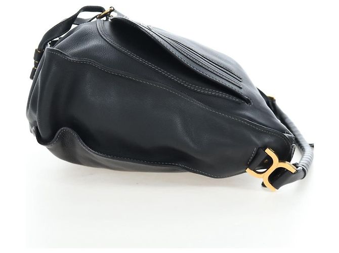 Chloé Borsa a tracolla Chloe Marcie in pelle nera e oro Auth 200530V Nero D'oro - vista 5