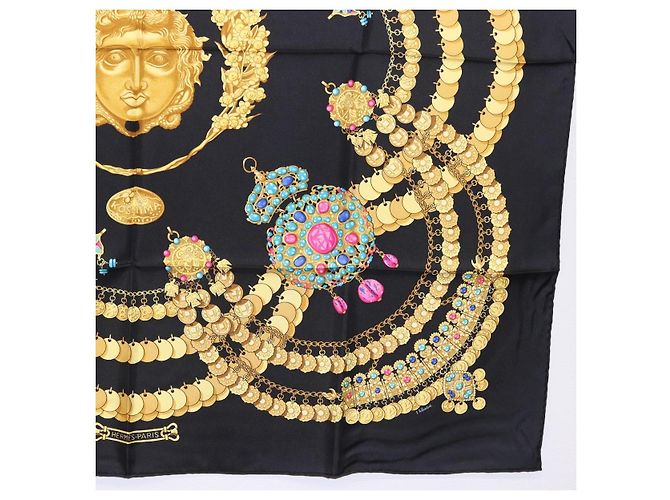 Hermès HERMES Carre 90 Seidentuch "KOSMIMA" Schwarz Auth ki6856 - Ansicht 10