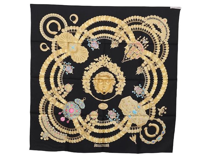 Hermès HERMES Carre 90 Seidentuch "KOSMIMA" Schwarz Auth ki6856 - Ansicht 13