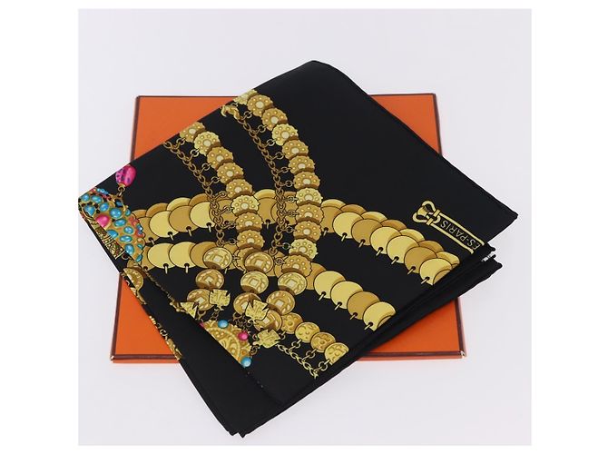 Hermès HERMES Carre 90 Seidentuch "KOSMIMA" Schwarz Auth ki6856 - Ansicht 15