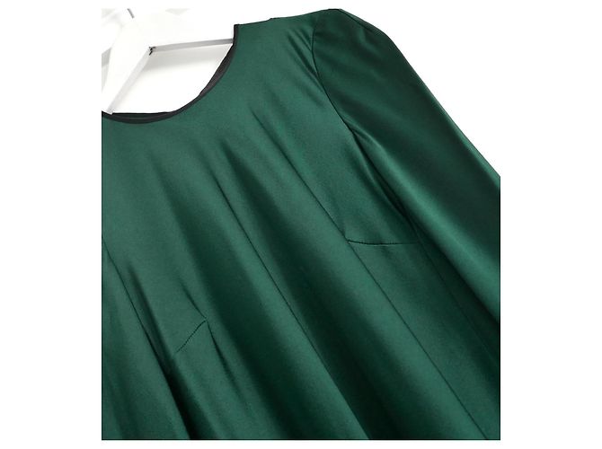 Haider Ackermann Kleid aus grünem Satin mit asymmetrischem Saum Dunkelgrün - Ansicht 4