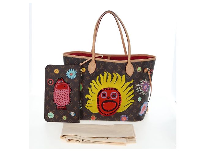 LOUIS VUITTON Yayoi Kusama Face Neverfull MM Tote Bag M46447 LV Auth 203277SAV Monogramma - vista 12