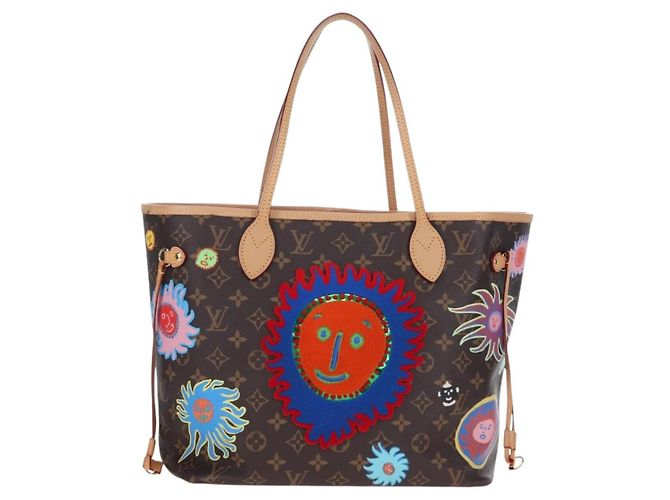 LOUIS VUITTON Yayoi Kusama Face Neverfull MM Tote Bag M46447 LV Auth 203277SAV Monogramma - vista 2