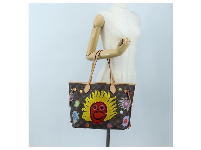 LOUIS VUITTON Yayoi Kusama Face Neverfull MM Tote Bag M46447 LV Auth 203277SAV Monogramma - vista 35